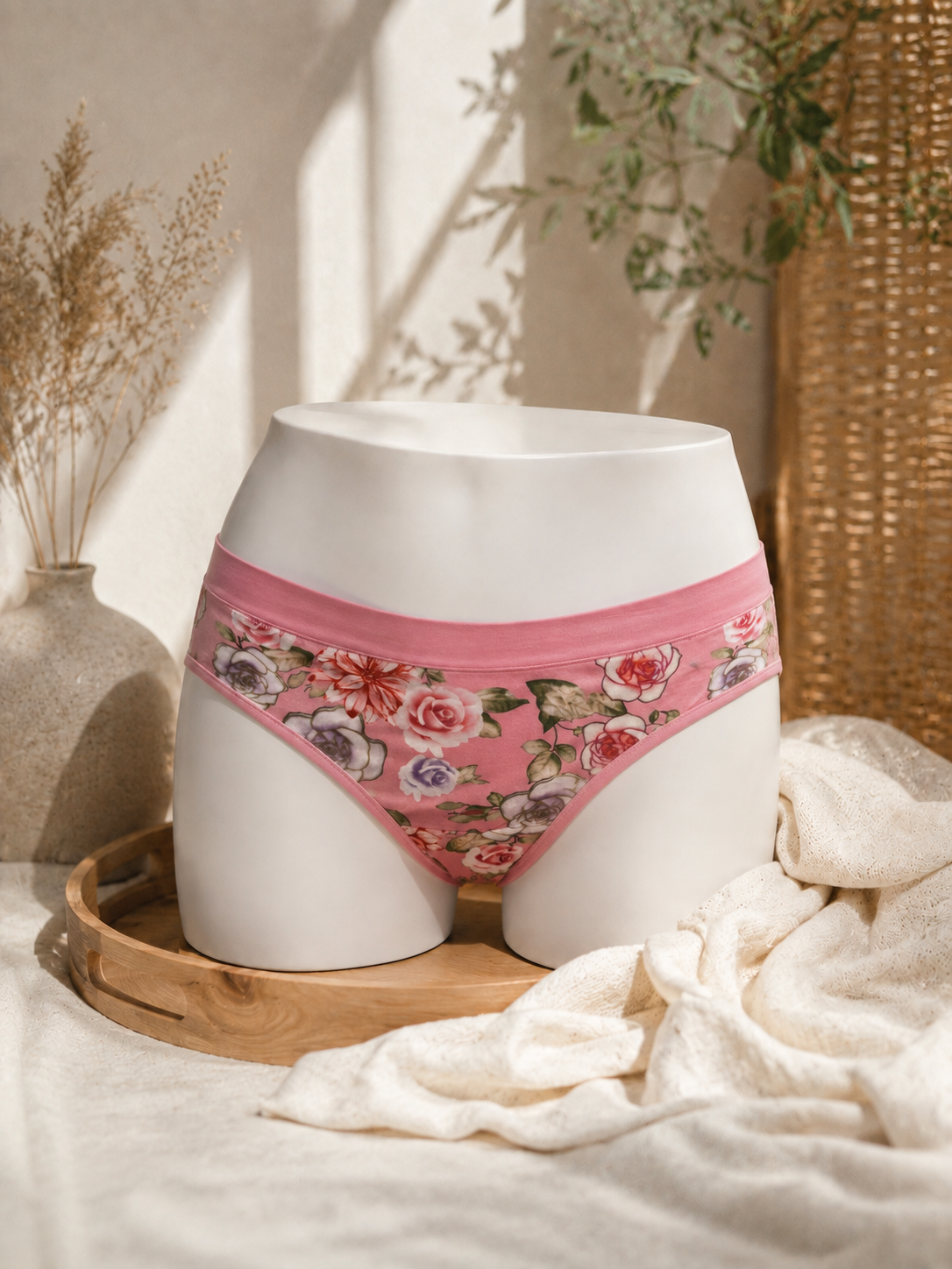 Karavya Pink Floral Printed Panty for Women | Soft & Comfortable Everyday Innerwear