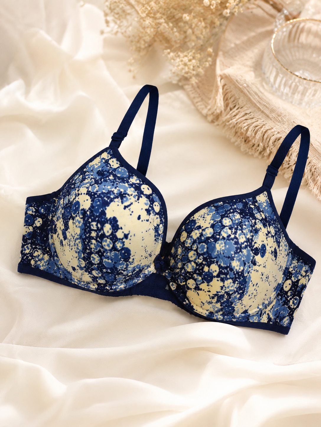 Karavya Midnight Bloom Printed Padded Bra