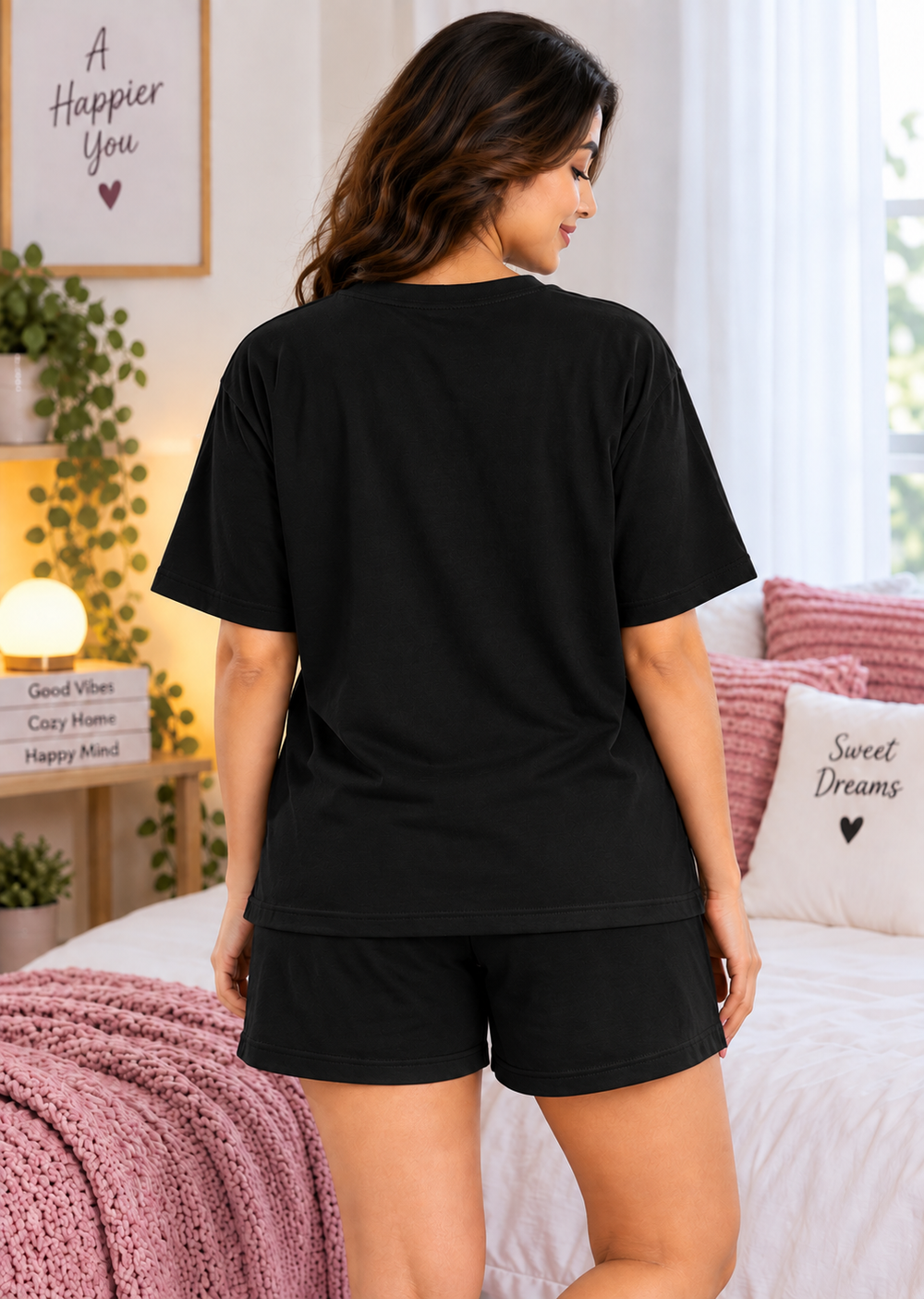 Karavya Black Butterfly Love Printed Women’s T-Shirt & Shorts Nightwear Set