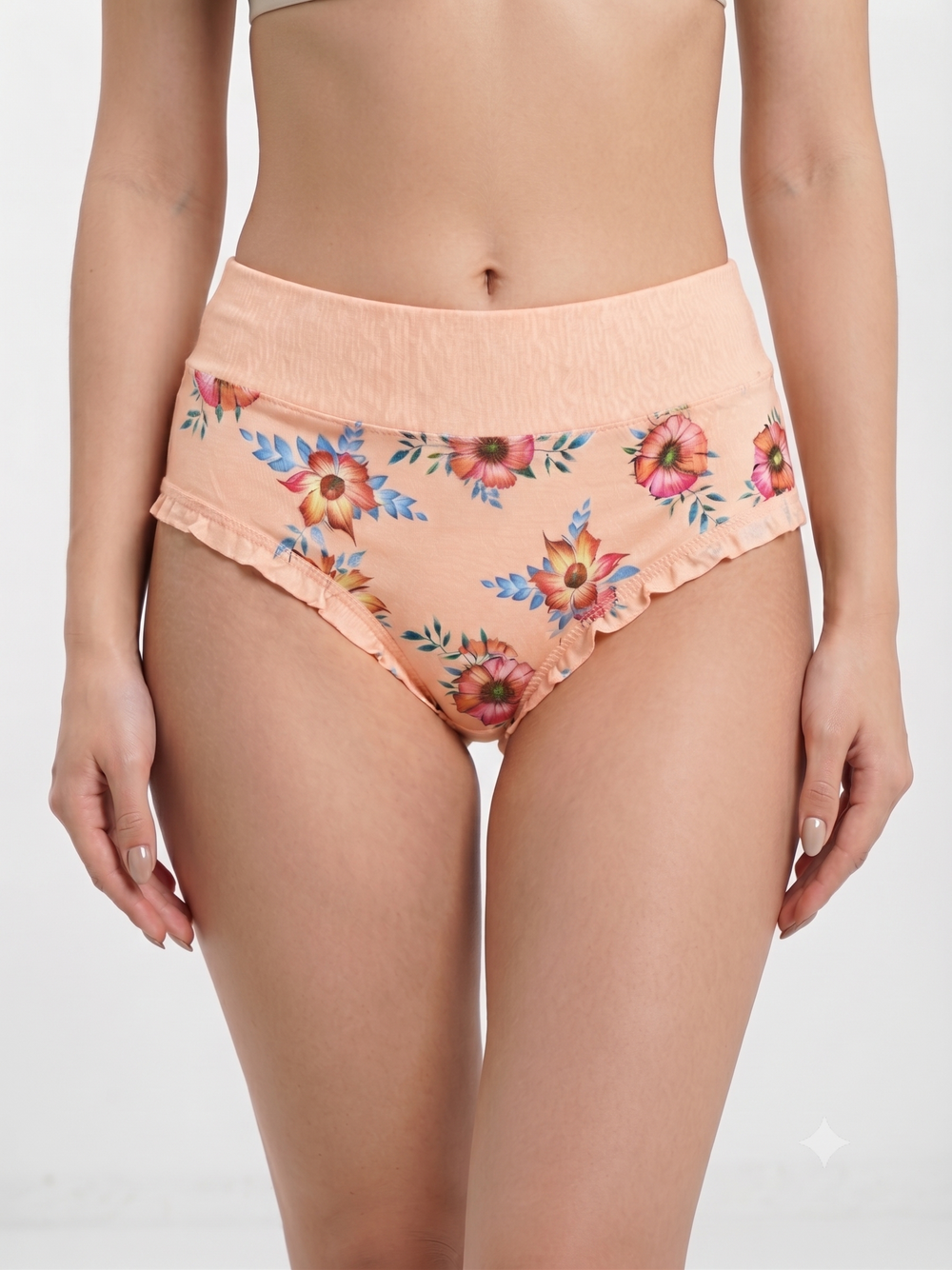 Karavya Peach Floral Printed Panty for Women | Soft & Comfortable Everyday Innerwear