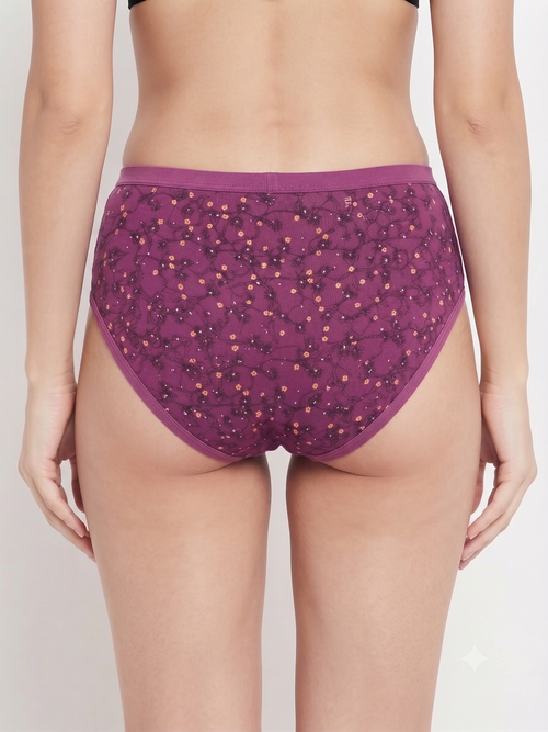 Karavya Berry Textured High-Waist Full Coverage Panty