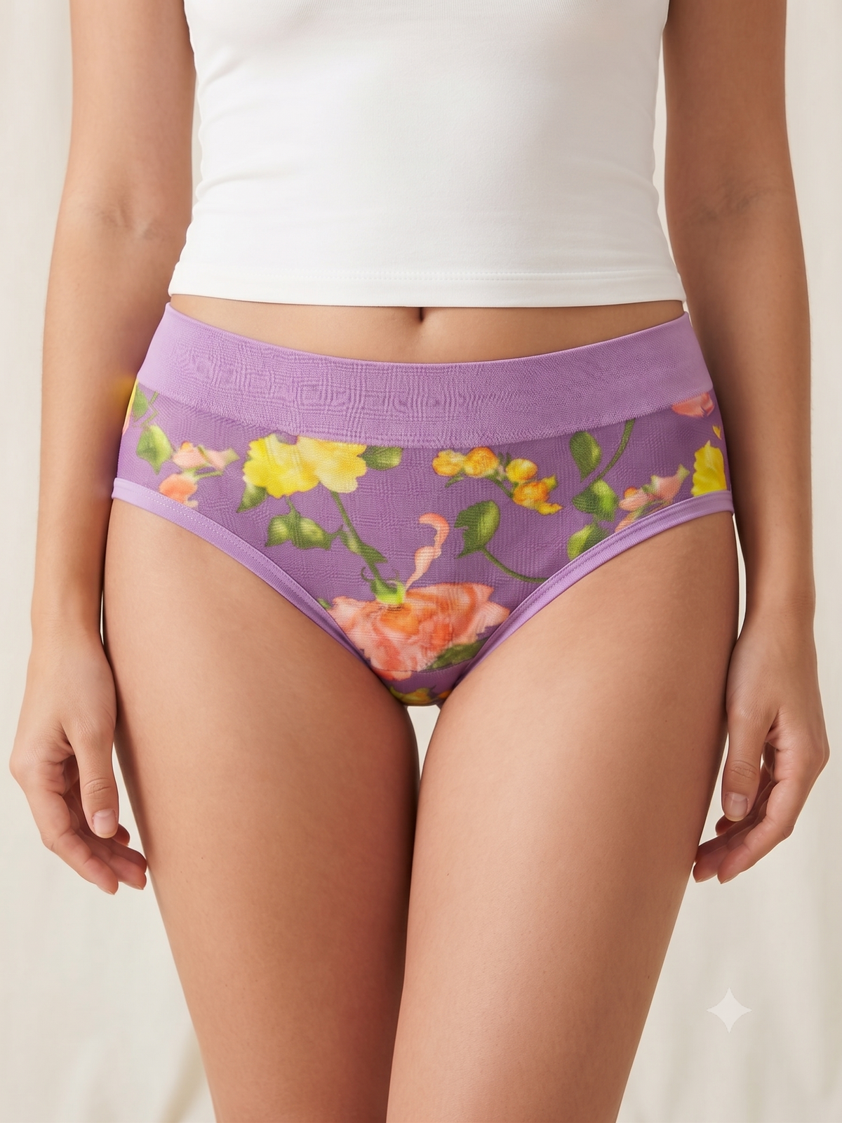 Karavya Purple Floral Printed Panty for Women | Soft & Comfortable Everyday Innerwear
