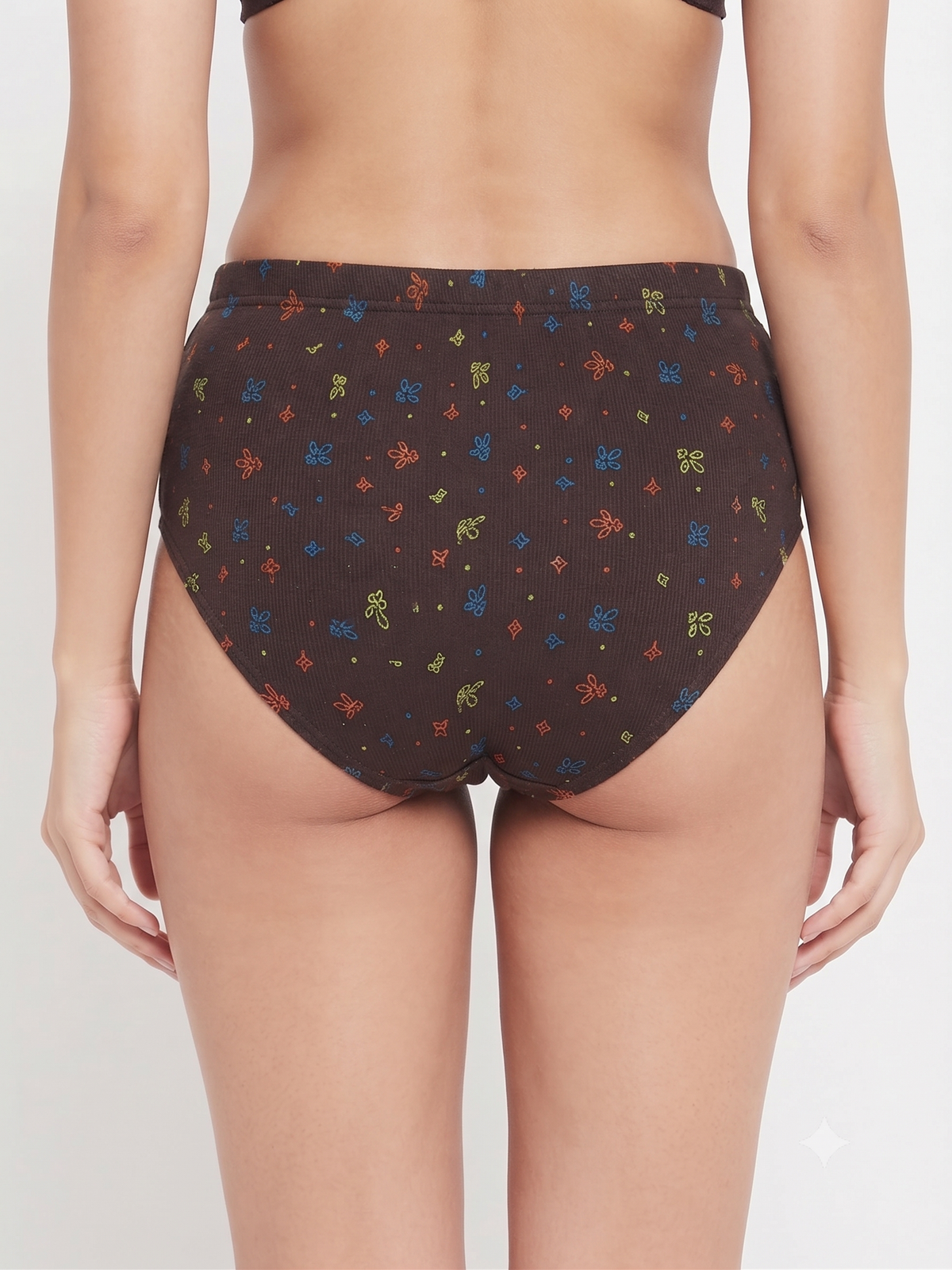 Karavya Black Printed High-Waist Full Coverage Panty