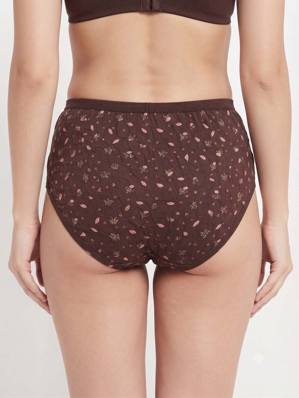 Karavya Mocha Brown Printed High-Waist Full Coverage Panty