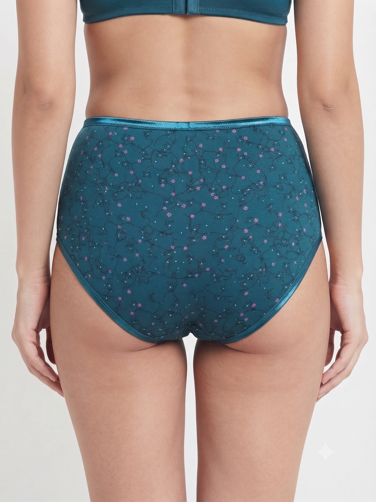 Karavya Teal Textured High-Waist Full Coverage Panty