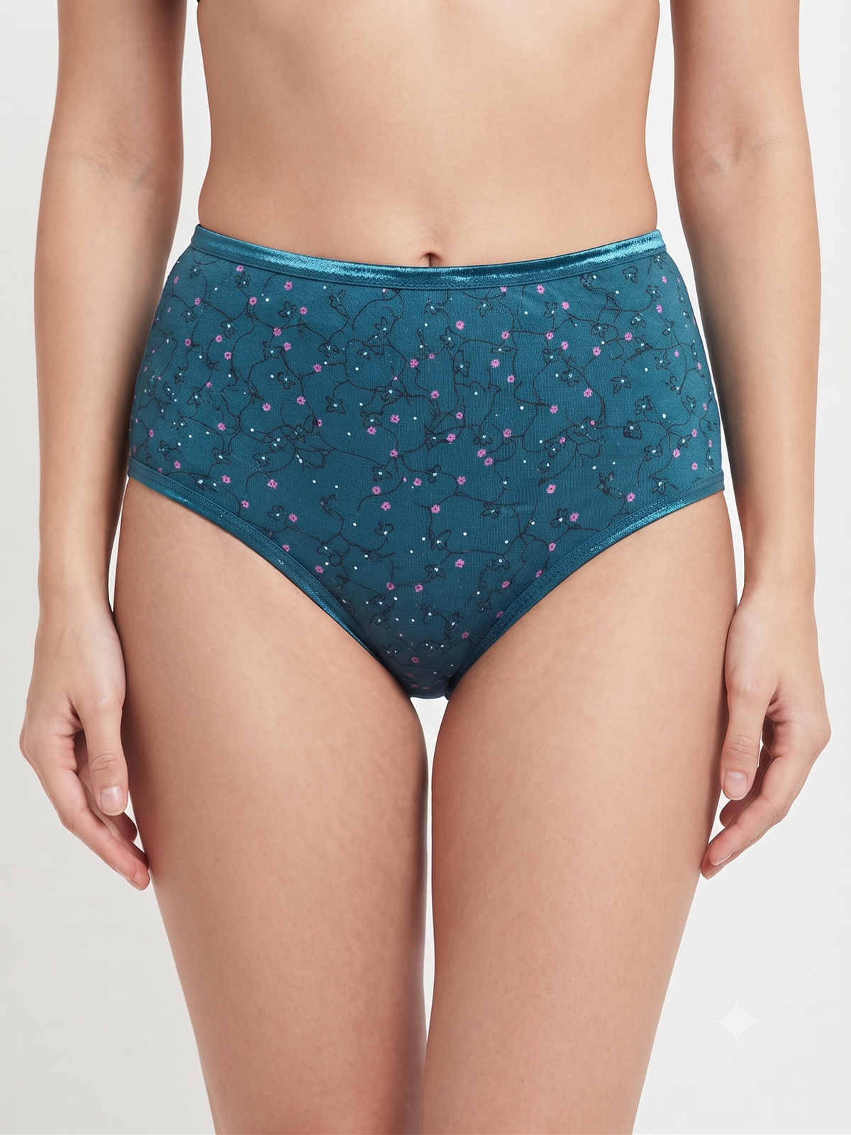 Karavya Teal Textured High-Waist Full Coverage Panty