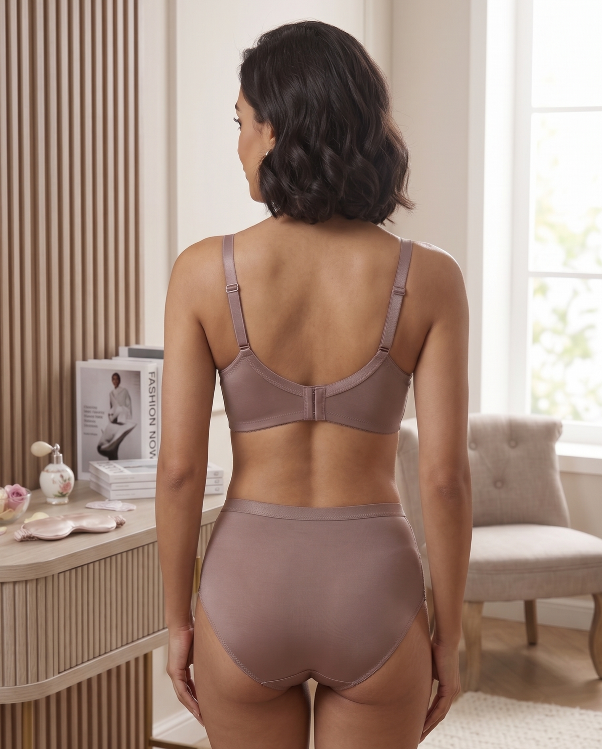 Karavya Mocha Lace Bra & Panty Set