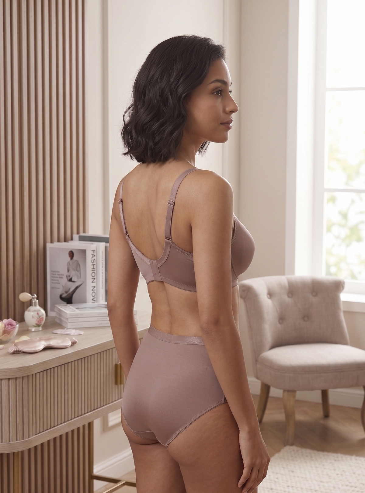 Karavya Mocha Lace Bra & Panty Set