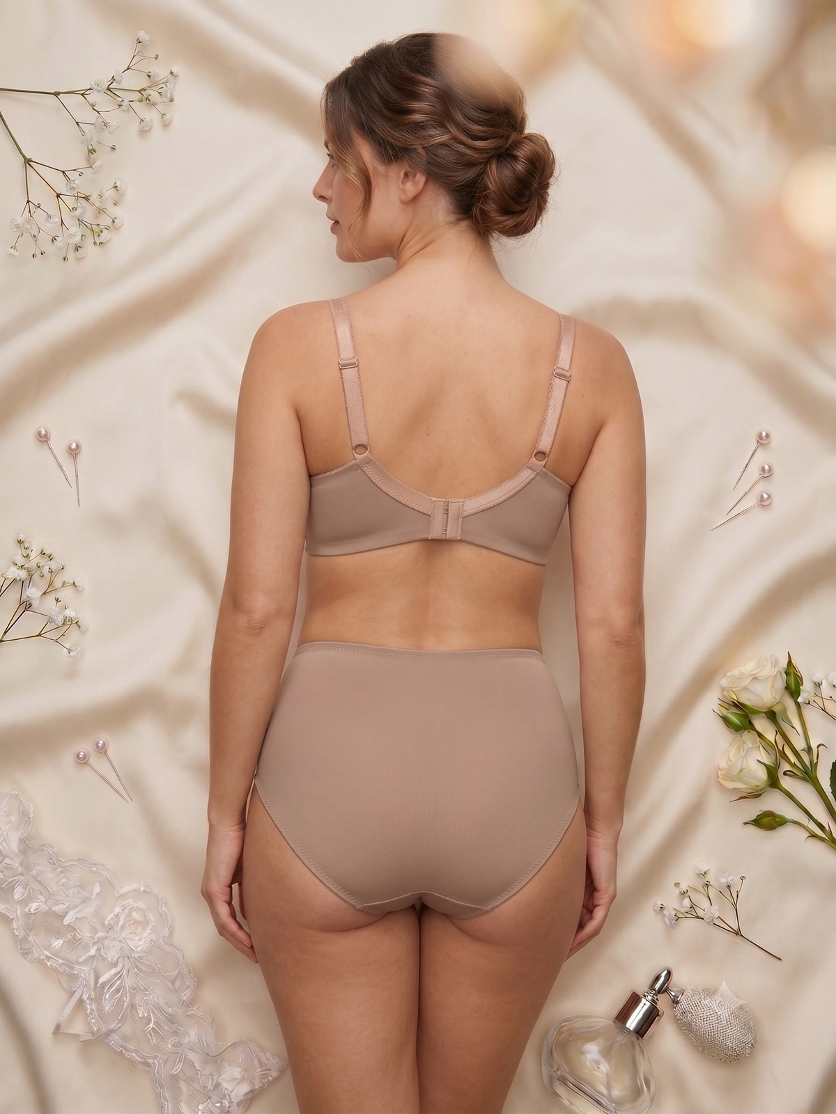 Karavya Nude Beige Lace Lingerie Set