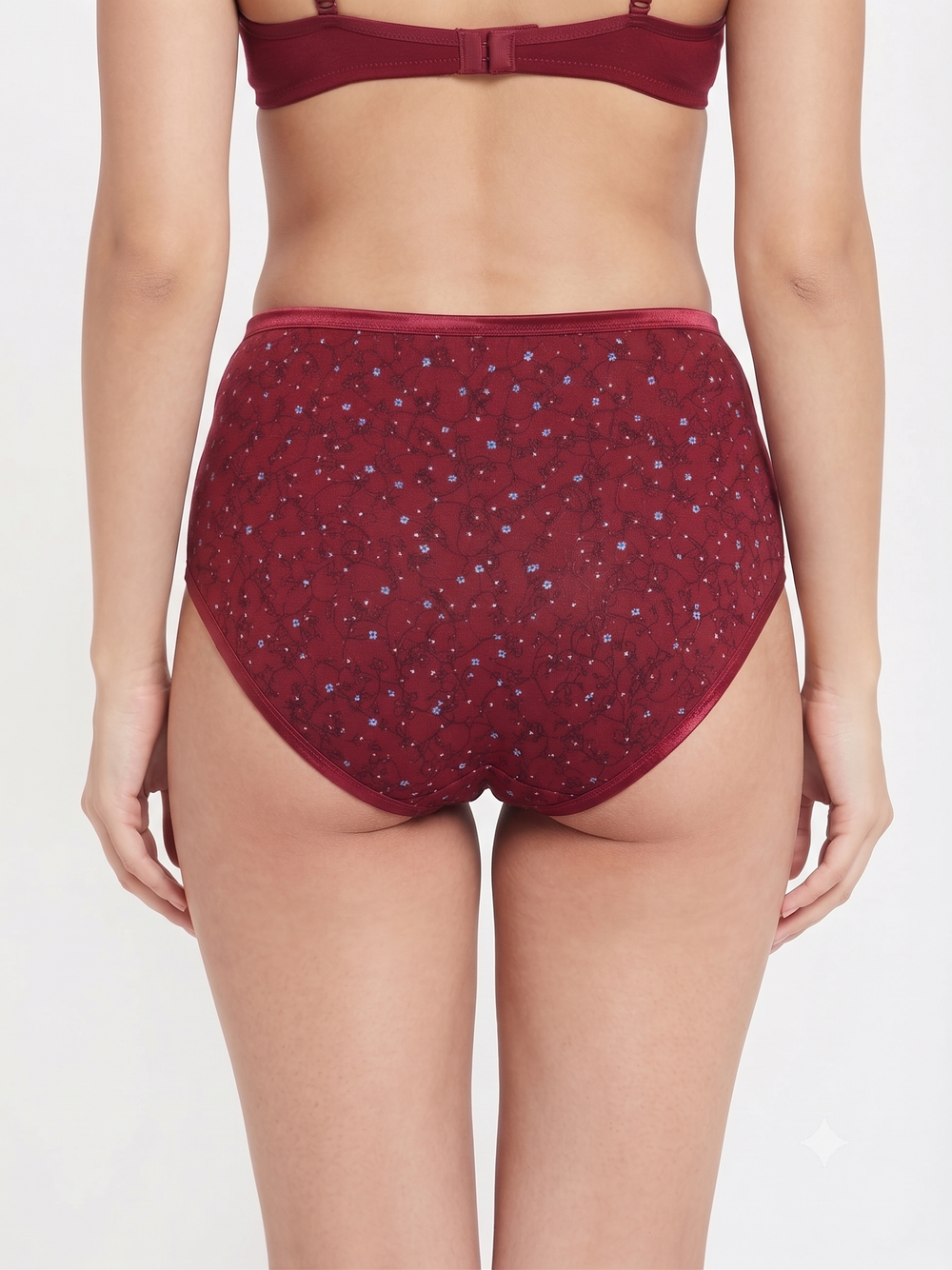 Karavya Maroon Printed High-Waist Panty for Women | Soft & Comfortable Everyday Innerwear