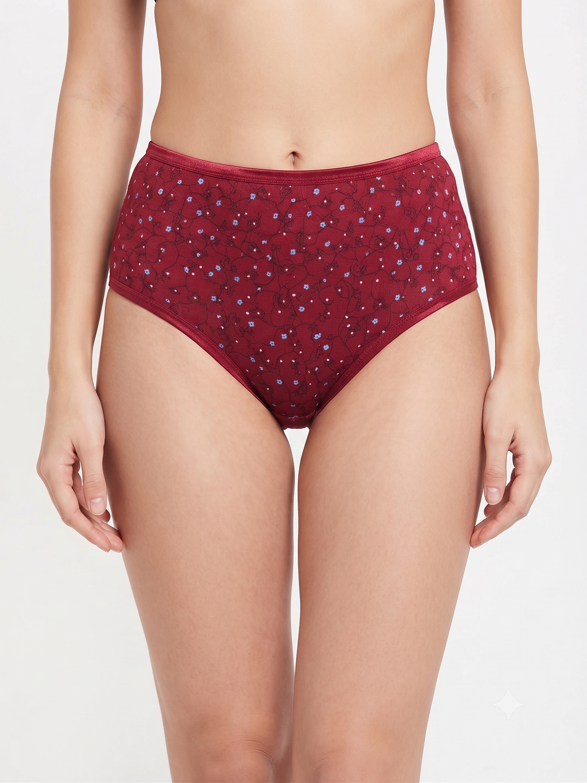 Karavya Maroon Printed High-Waist Panty for Women | Soft & Comfortable Everyday Innerwear