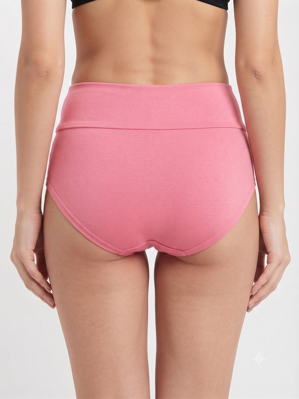 Karavya High-Waist Pink Lace Cotton Panty – Comfortable Full Coverage Women's Brief
