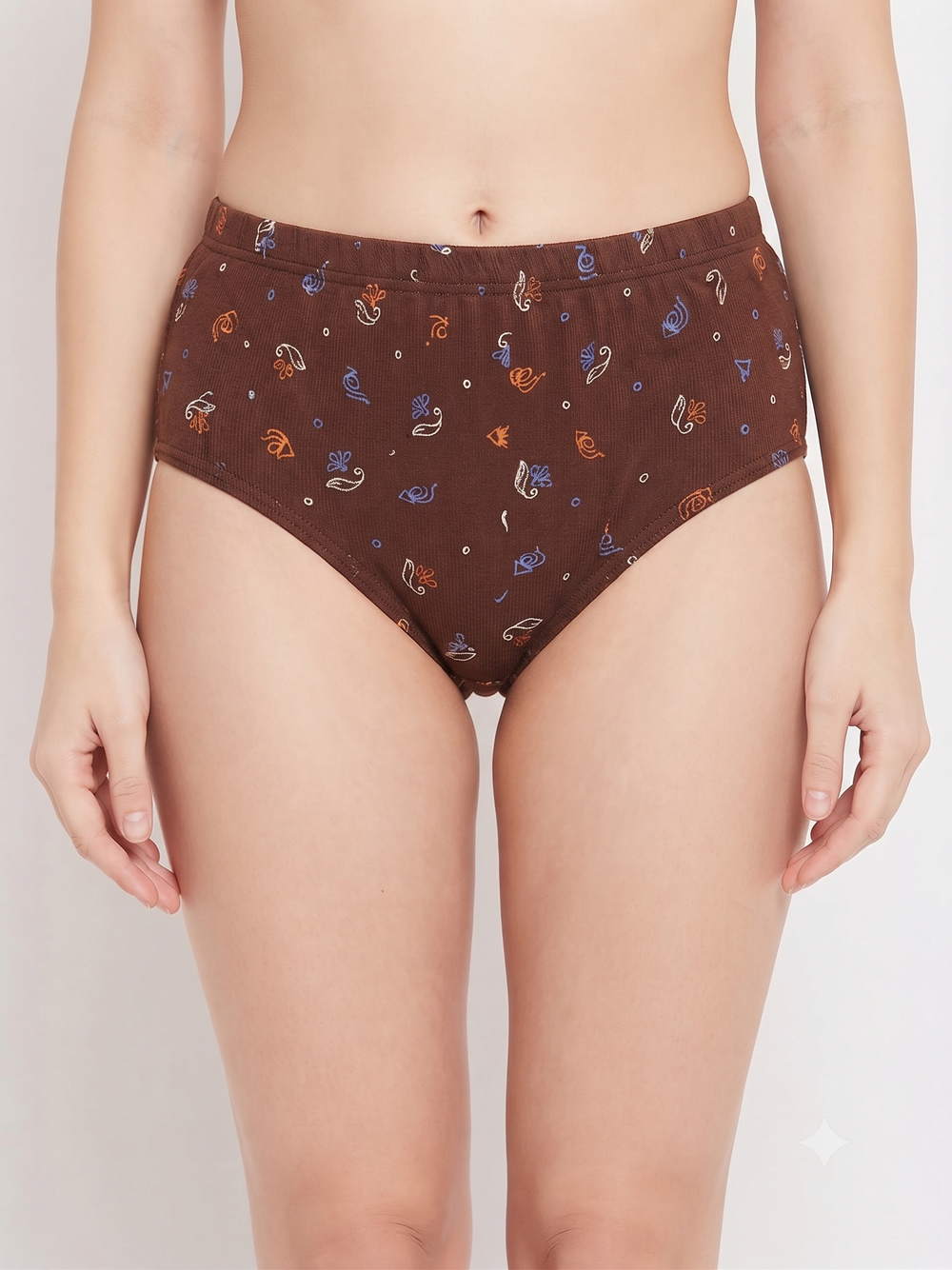 Karavya Chocolate Brown Textured High-Waist Full Coverage Panty
