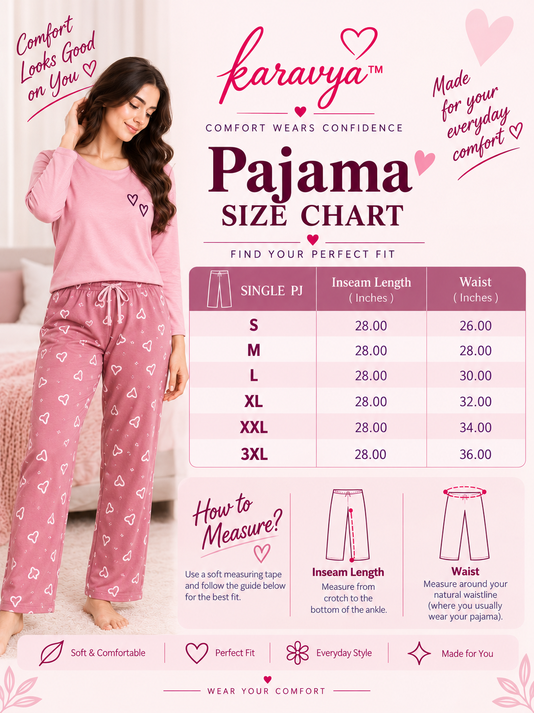 Karavya Navy Blue Solid Fleece Winter Pajama for Women – Everyday Lounge Wear